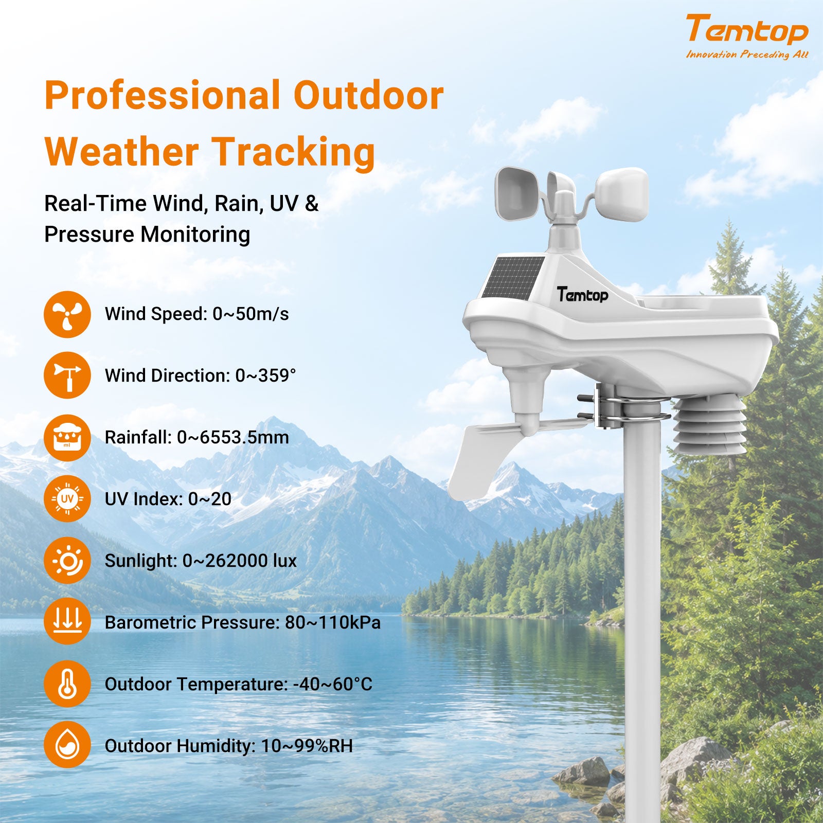 Temtop W100 WiFi Weather Station with Air Quality Monitor, 7