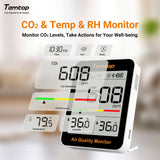 Temtop C1+ CO2 Monitor Indoor Air Quality Monitor for CO2, Temperature and Humidity with App and Data History - Temtop