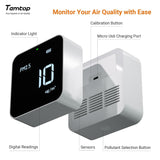 Temtop M10 Air Quality Tester AQI PM2.5 Rechargeable Monitor TVOC HCHO Real Time Monitor - Temtop