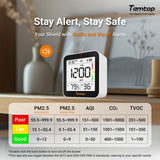 Temtop M10+ Indoor Air Quality Monitor, 6 - in - 1 CO2, PM2.5, VOC Detection, Smart Temperature & Humidity Sensor, with App Connectivity for Home Air Quality Testing & Analysis - Temtop