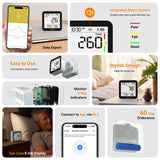 Temtop M10+ Indoor Air Quality Monitor, 6 - in - 1 CO2, PM2.5, VOC Detection, Smart Temperature & Humidity Sensor, with App Connectivity for Home Air Quality Testing & Analysis - Temtop