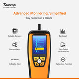 Temtop M2000 2nd CO2 Detector Air Quality MonitorCO2 Meter PM2.5 PM10 Detector HCHO Tester Data Export air quality meter CO2 Alarm- Temtop