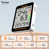 Temtop S1+ 4 - in - 1 PM2.5, AQI Detection, Smart Temperature & Humidity Sensor, Indoor Air Quality Monitor, with App Connectivity for Home Air Quality Testing & Analysis - Temtop