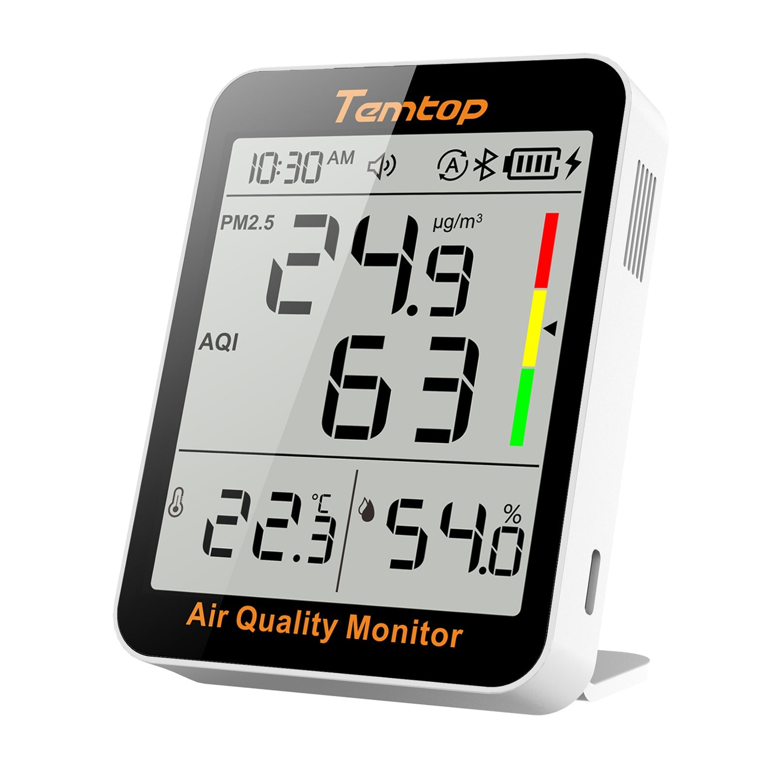 Temtop S1+ 4 - in - 1 PM2.5, AQI Detection, Smart Temperature & Humidity Sensor, Indoor Air Quality Monitor, with App Connectivity for Home Air Quality Testing & Analysis - Temtop