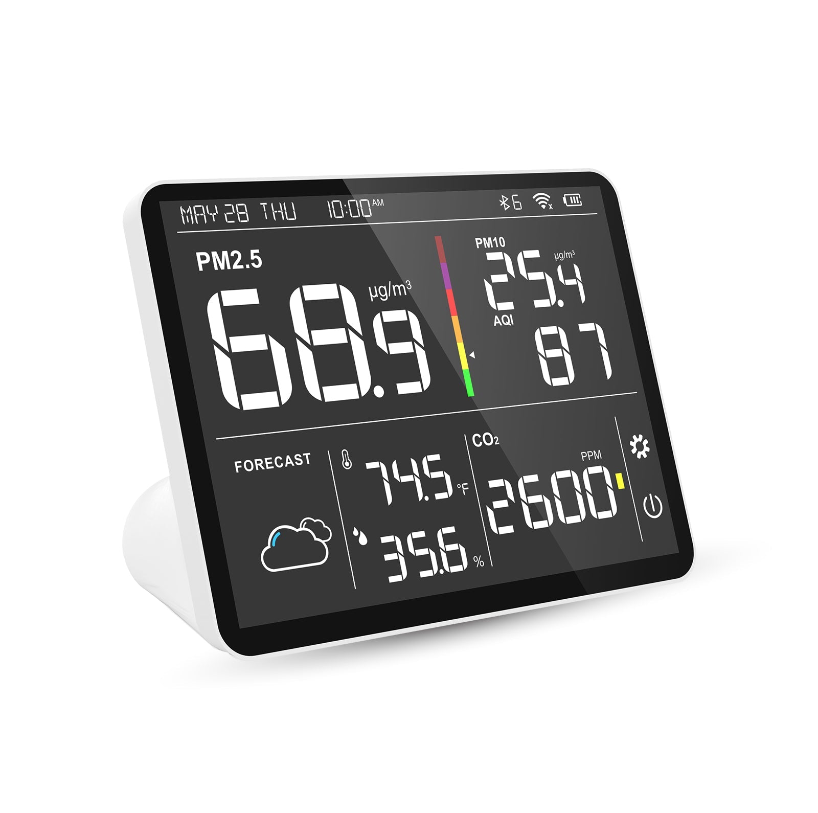 Temtop M100 8 in 1 Air Quality Monitor Detecting CO2 PM2.5 PM10 AQI - Temtop