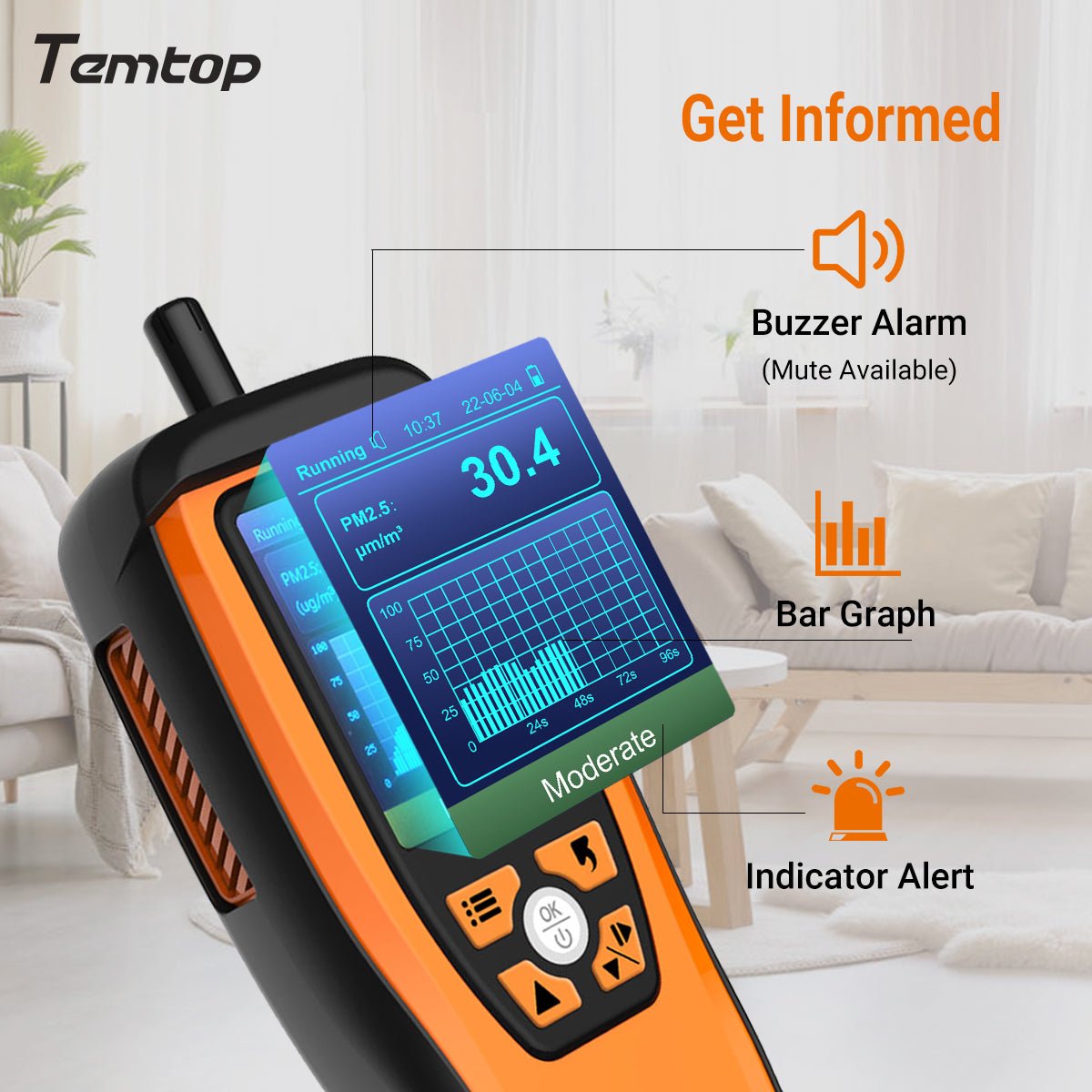Temtop M2000C 2nd CO2 Meter with Zero Calibration Function PM2.5 PM10 and Export data - Temtop