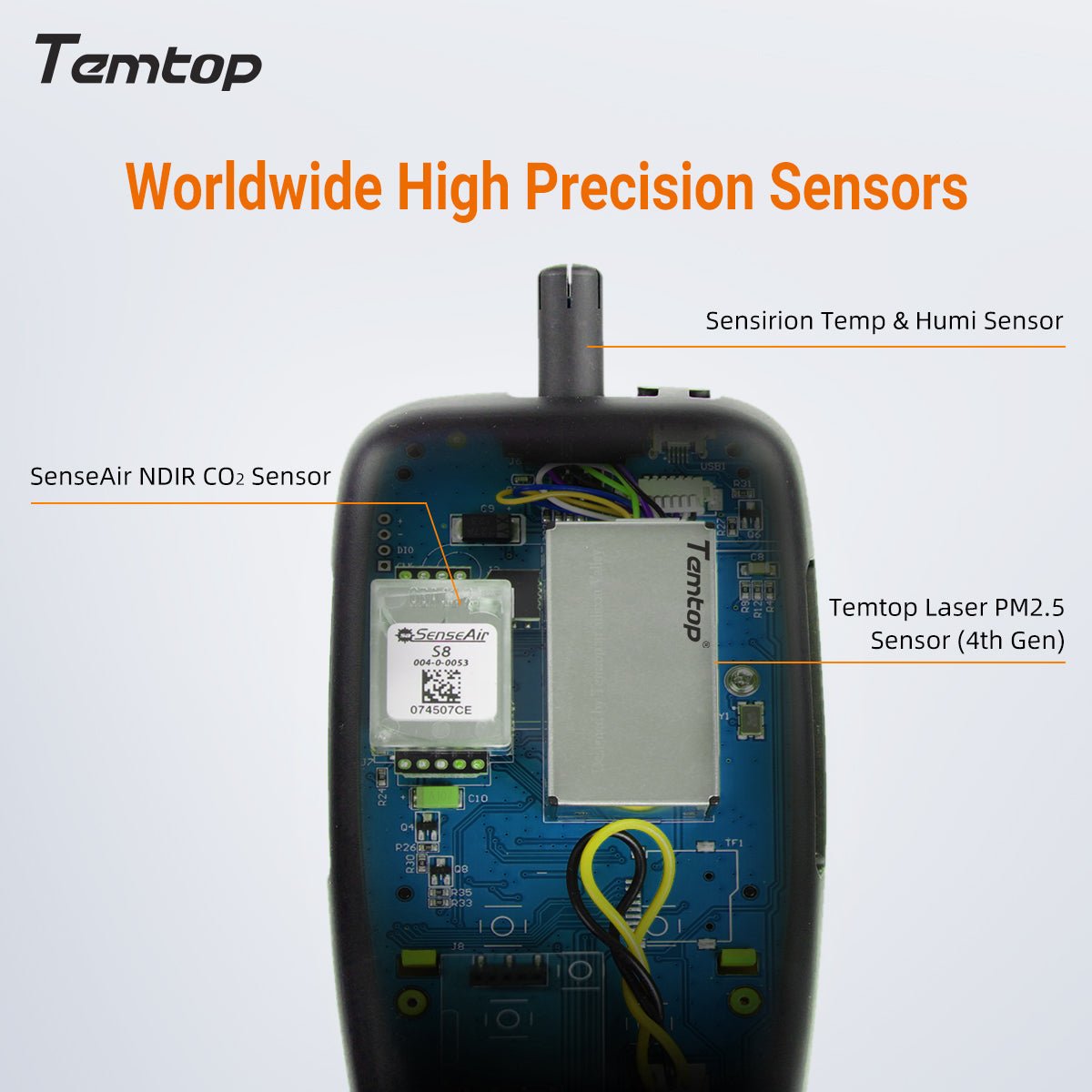 Temtop M2000C 2nd CO2 Meter with Zero Calibration Function PM2.5 PM10 and Export data - Temtop