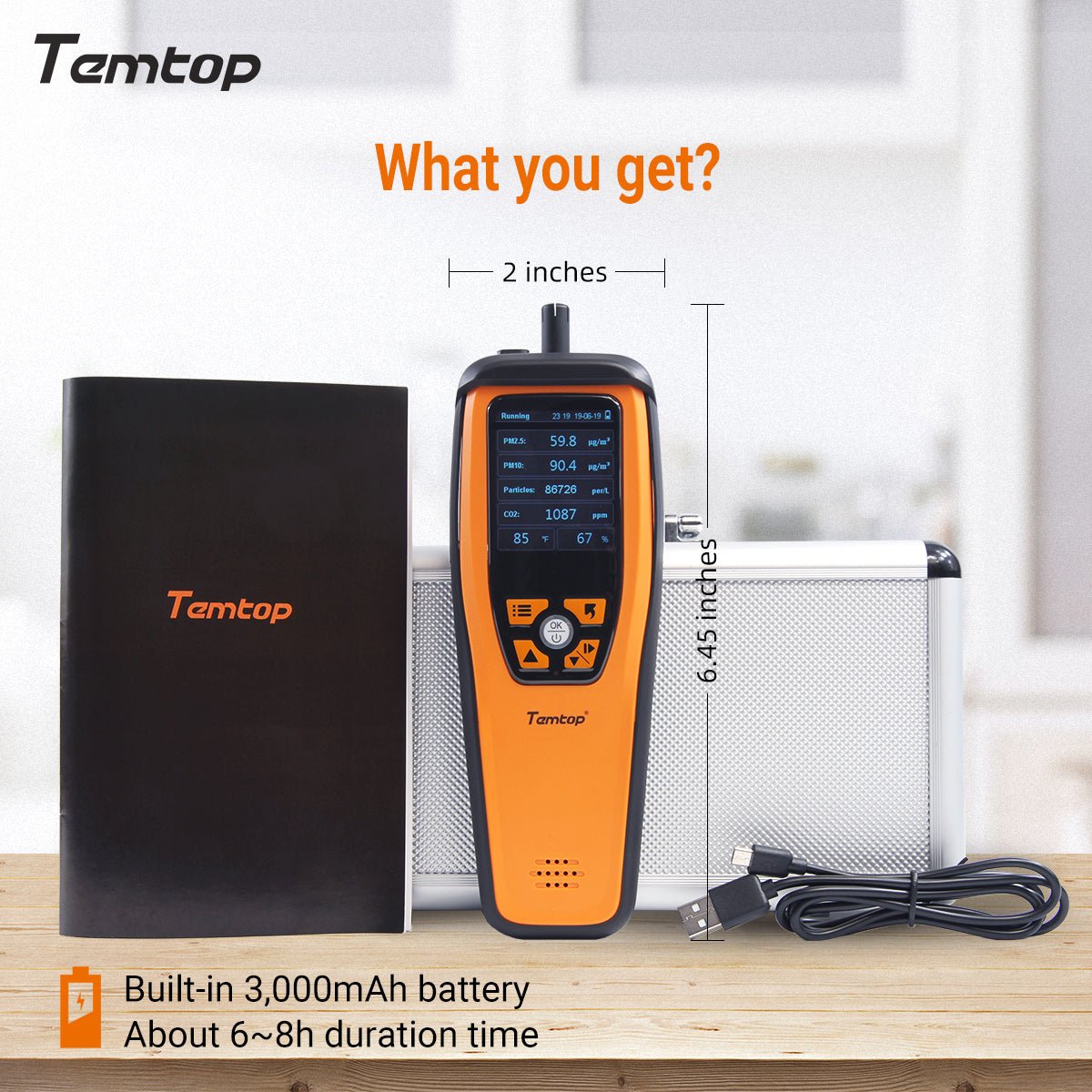 Temtop M2000C 2nd CO2 Meter with Zero Calibration Function PM2.5 PM10 and Export data - Temtop