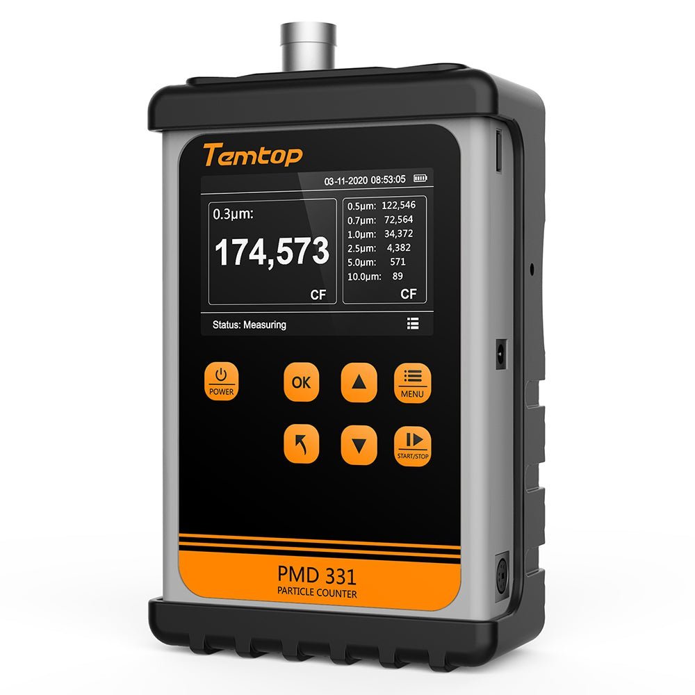 Temtop PMD 331 Particle Counter 7 Channels 0.3μm 0.5μm 0.7μm 1μm 2.5μm 5μm 10μm Particle Size, USB/RS232 Port Connection - Temtop
